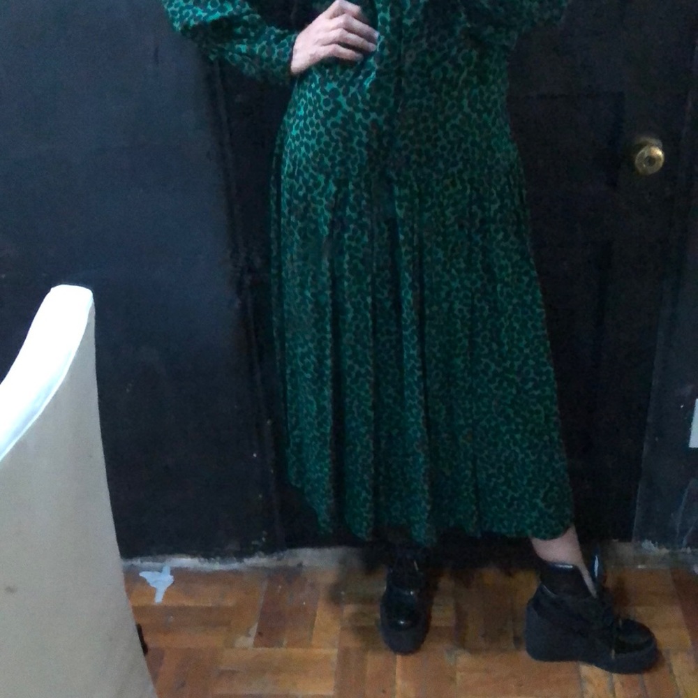VTG Emerald Green Cheetah Print Dress, Size S, by MENU - Picture 4 of 11
